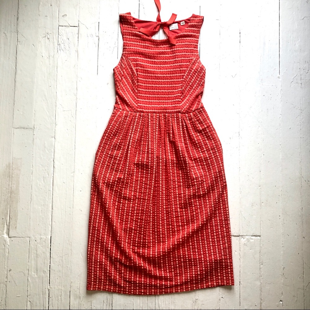 ANTHROPOLOGIE POSTAGE STAMP Coral Sleeveless Dress